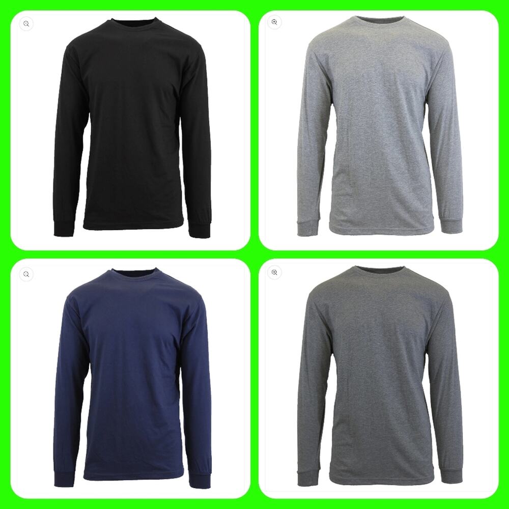 4 MEN'S LONG SLEEVE CREW NECK SHIRTS 3XL LIGHTWEIGHT "GALAXY BY HARVIC"